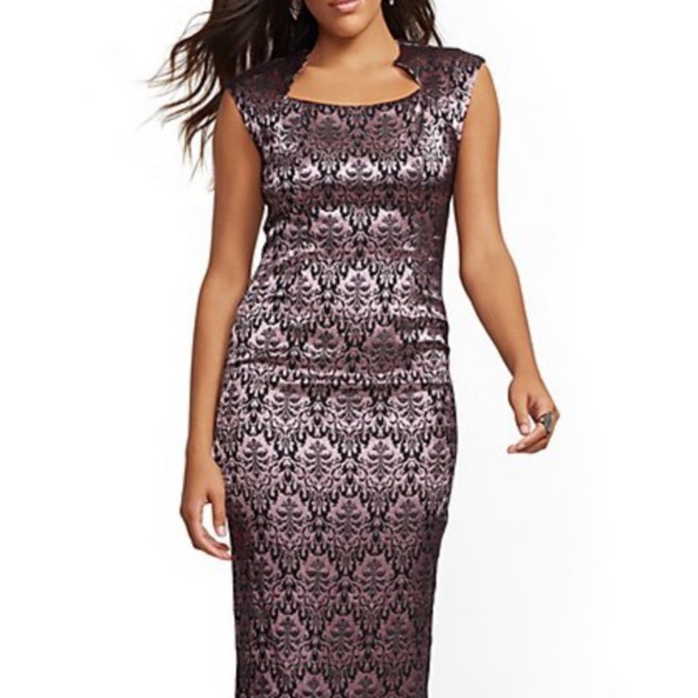 New York & Company Black and Pink Patterned Dress